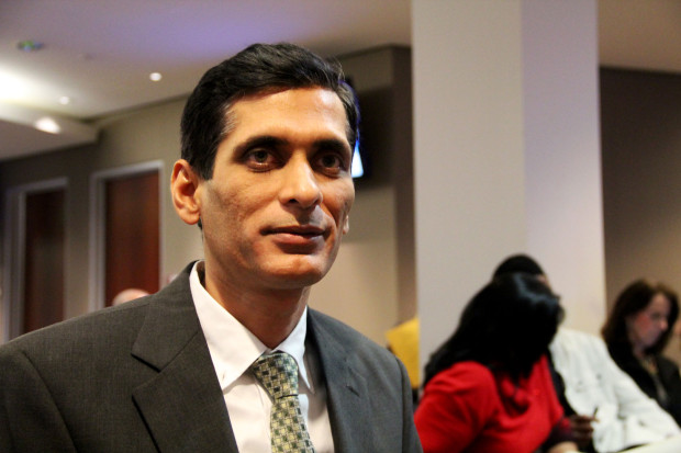 Richmond's newest city councilmember, Vinay Pimple, before taking his oath of office. (Photo by Faviola Leyva)